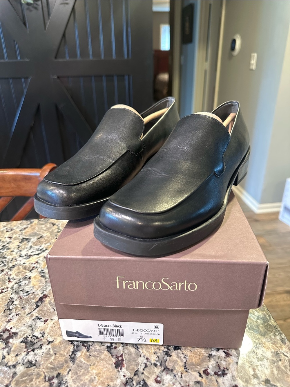 Franco Sarto Black Leather Slip-On Loafers